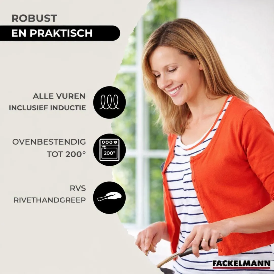 Fackelmann Eterna Set 2 Pannen 20/28cm + 3 Potten 16/20/24cm - Roestvrij staal - 11-delig