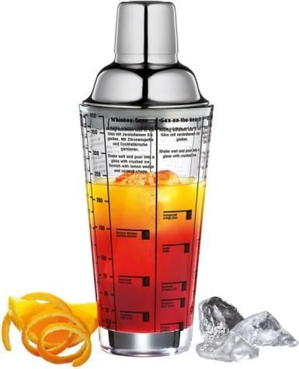 Cilio 200300 Cocktailshaker - 0,4L Glas & Roestvrijstaal - Grijs