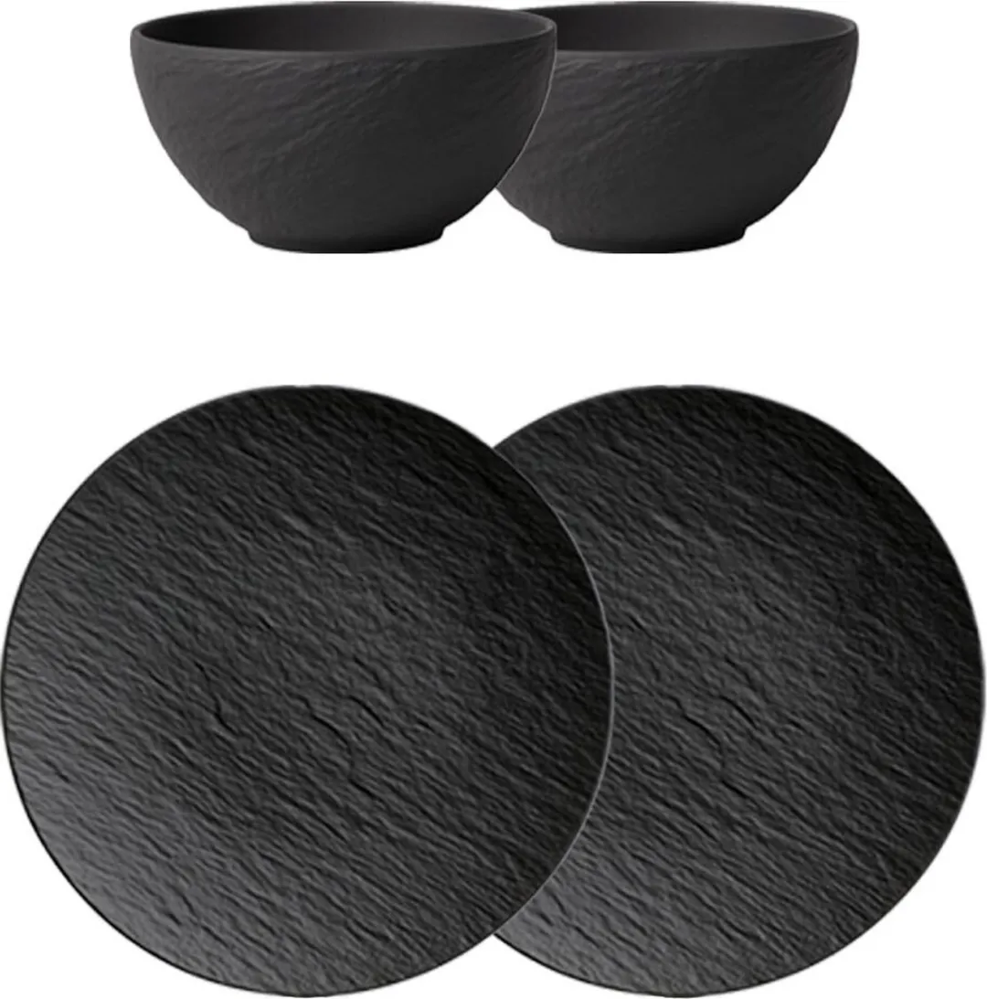 Villeroy & Boch Manufacture Rock Frühstückset - 2 Personen - 4-delig