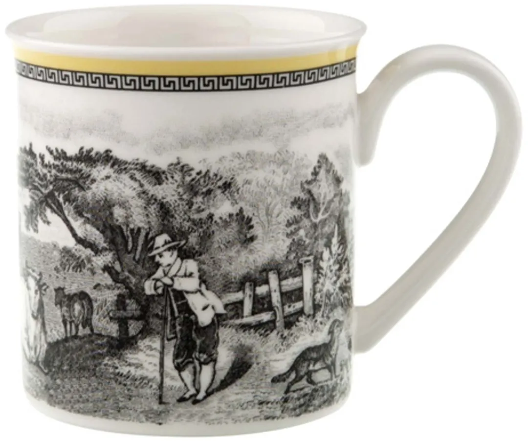 Villeroy & Boch Audun Ferme Koffiebeker - 300ml - 6 Stuks - Wit/Grijs/Geel
