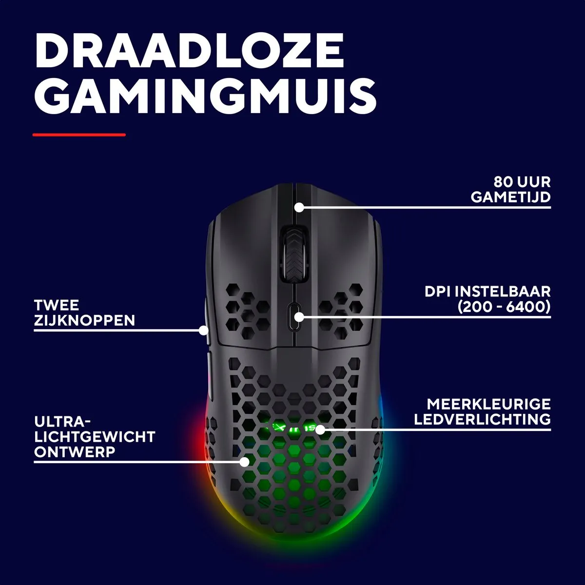 Trust GXT929 Helox Draadloze Gaming Muis 4800 DPI - Zwart