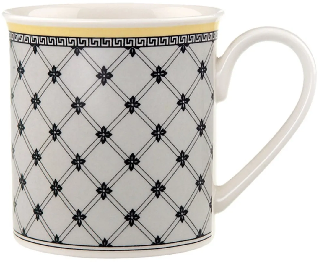 Villeroy & Boch Audun Promenade Koffiebeker Set - 6 Stuks - 300ml - Wit/Grijs/Geel