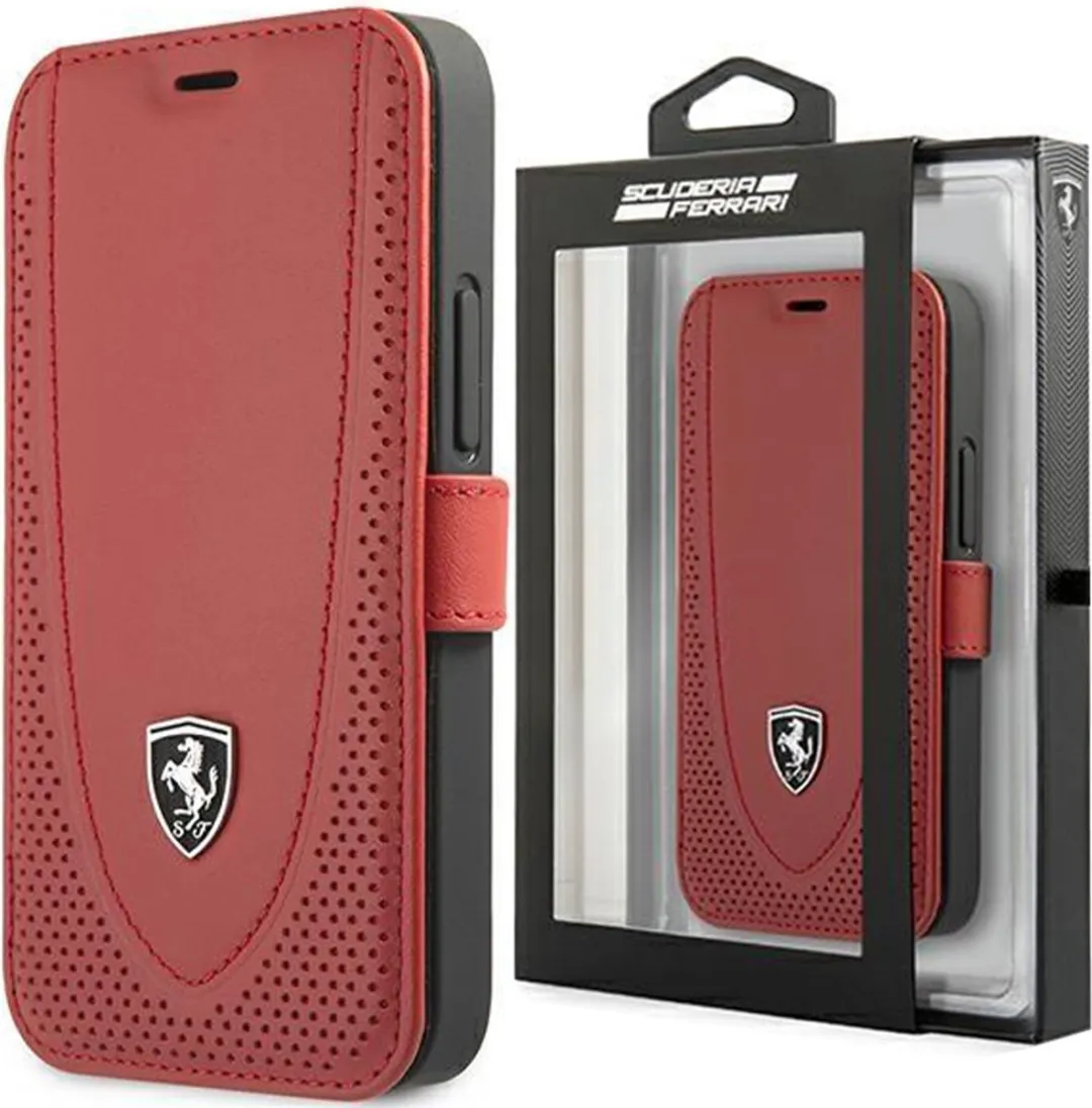 Ferrari iPhone 12 Mini Hoesje - Effen Rood - 3 Pasjes