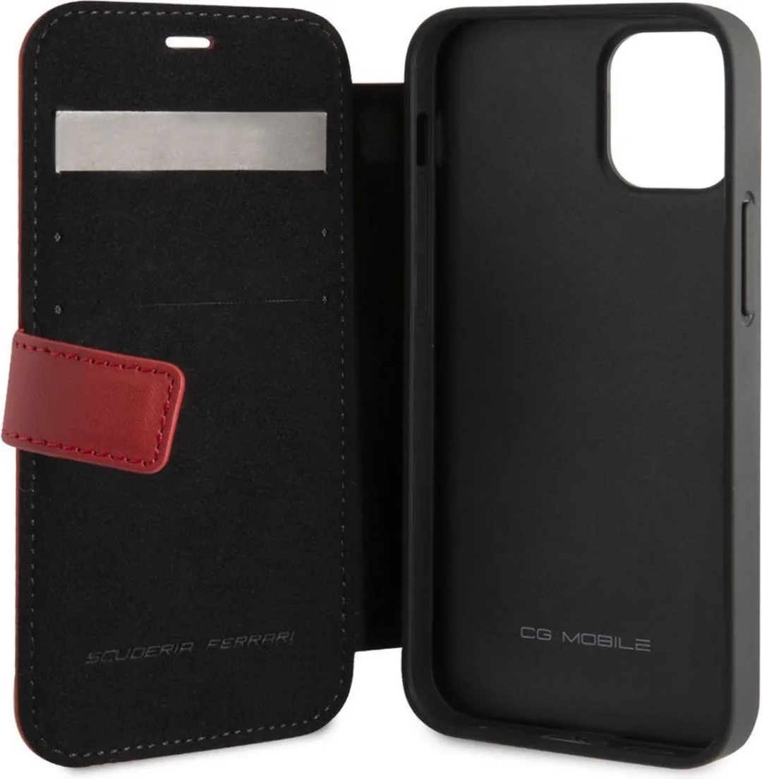 Ferrari iPhone 12 Mini Hoesje - Effen Rood - 3 Pasjes