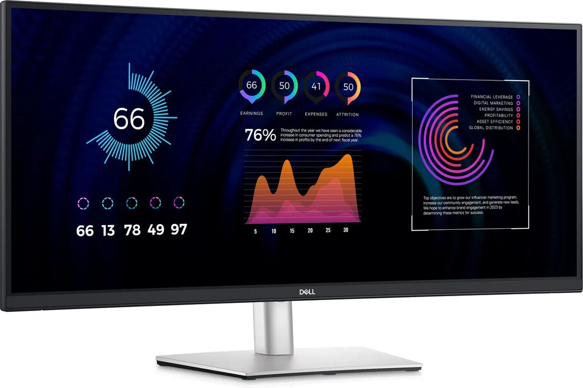 Dell P3424WE Curved Ultrawide Monitor 34 inch - USB-C 90W