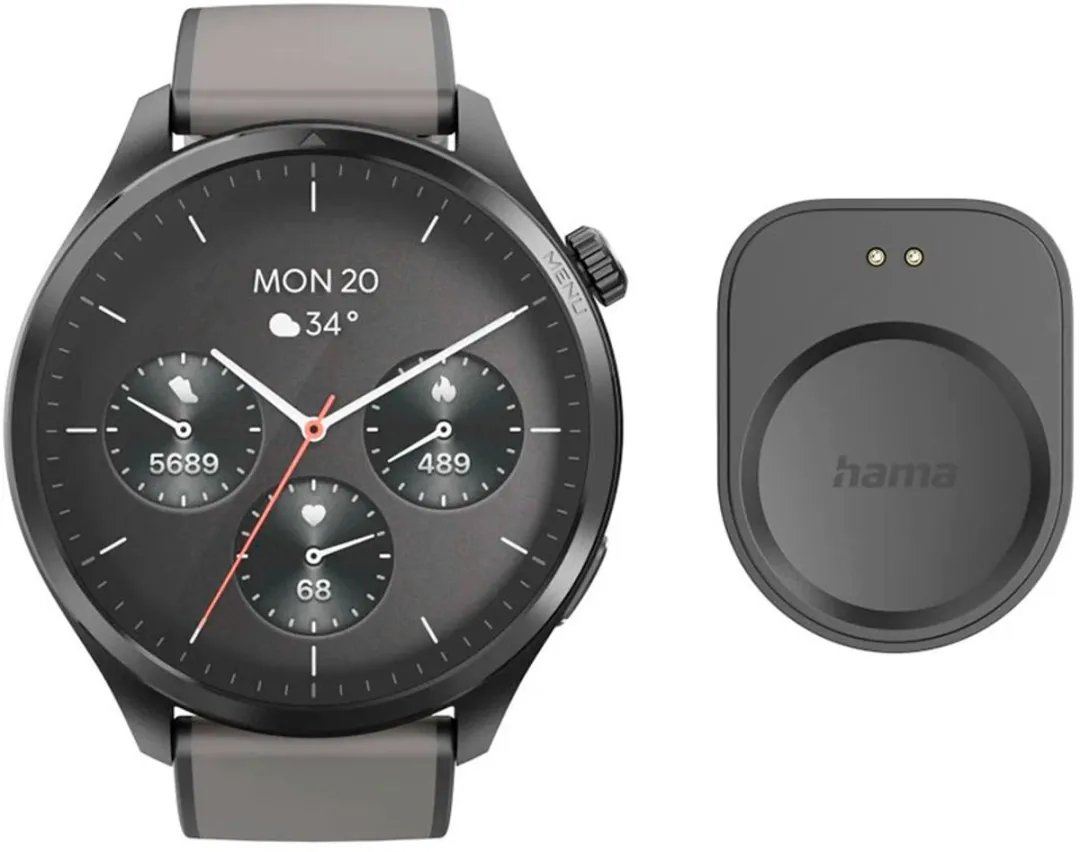 Hama Watch 9000 Smartwatch 47mm AMOLED - Grijs - afbeelding 6 van 6
