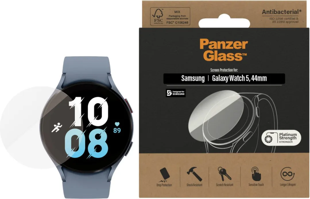 PanzerGlass Antibacterieel Screenprotector 44mm - Transparant