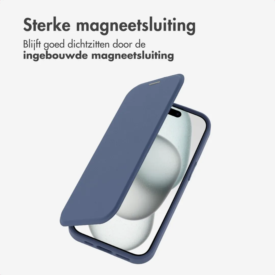 Imoshion iPhone 15 Hoesje - MagSafe Bookcase - Blauw - 2 Pasjes