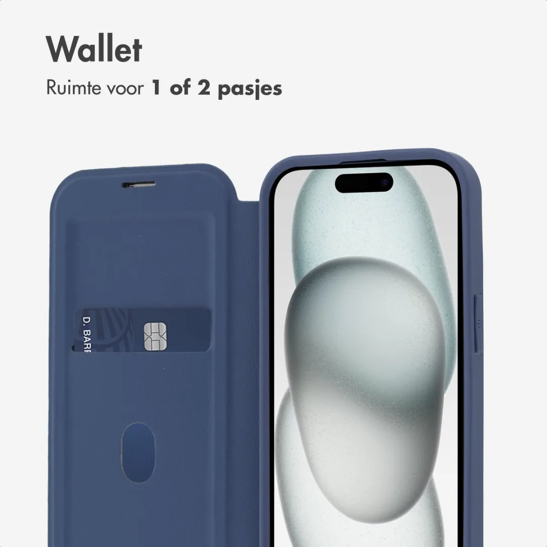 Imoshion iPhone 15 Hoesje - MagSafe Bookcase - Blauw - 2 Pasjes