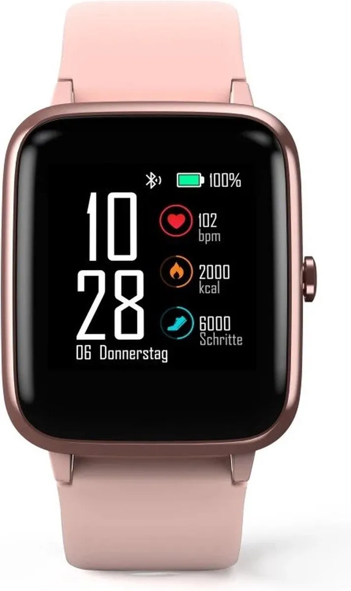 Hama Fit Smartwatch - 1,3-inch touch LCD-scherm - Activitytracker met o.a. hartslagmeter en stappenteller - Meldingen - Geintegreerde GPS - IP68-waterbestendig - Roze