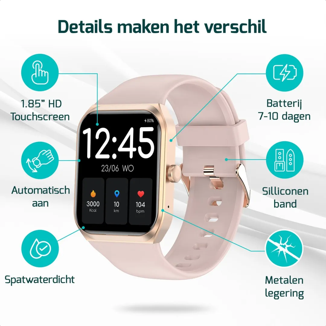 FITAGE Smartwatch 46mm - Roze - afbeelding 6 van 6