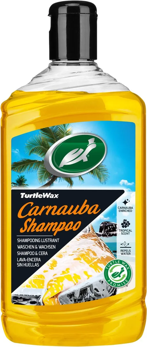 Turtle Wax Carnauba Wash & Wax - innovatief mengsel van oppervlakte actieve stoffen en carnaubawas - Geeft een beschermende laag - Extra glans - pH-gebalanceerd - 500ml