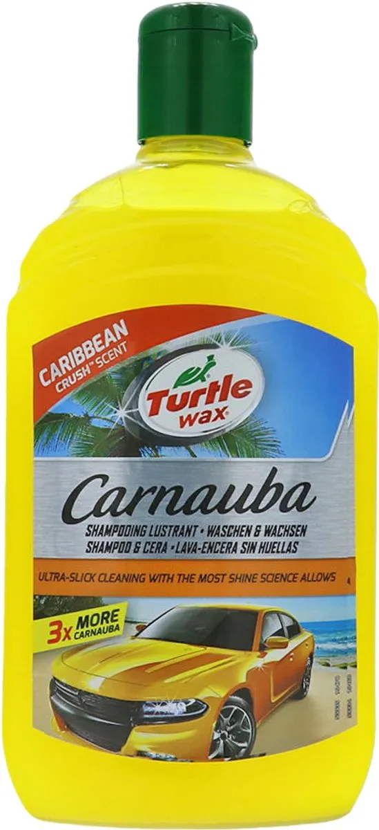 Turtle Wax Carnauba Wash & Wax - innovatief mengsel van oppervlakte actieve stoffen en carnaubawas - Geeft een beschermende laag - Extra glans - pH-gebalanceerd - 500ml