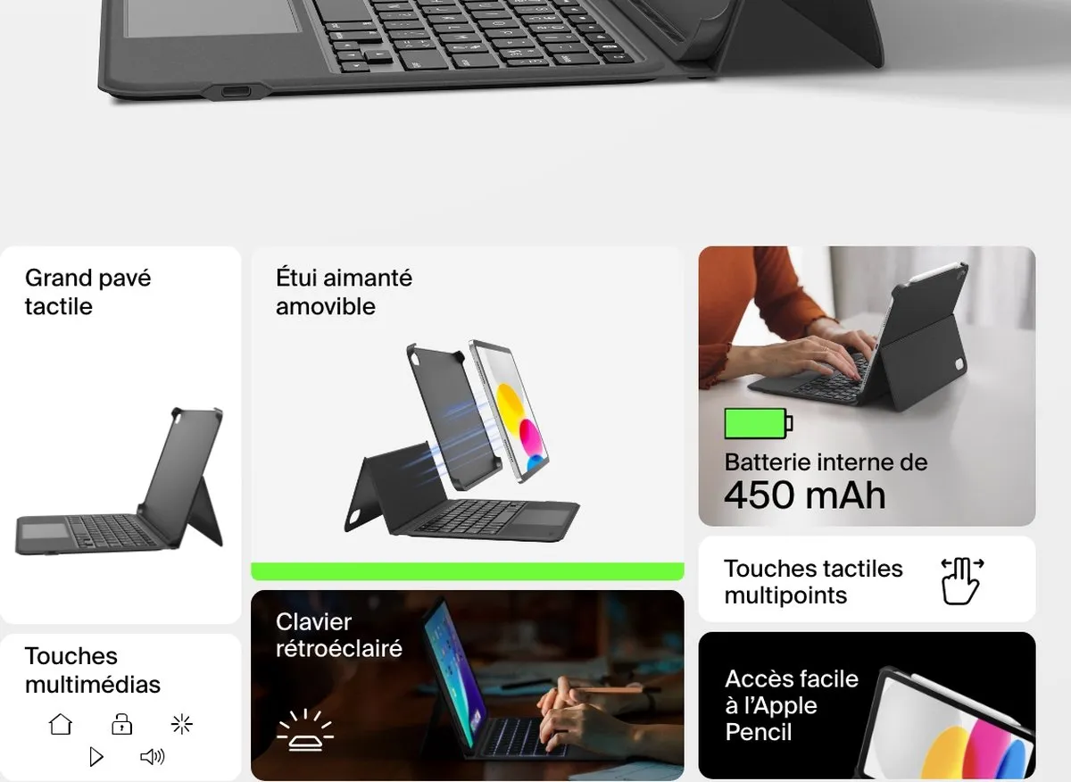 Belkin Everyday Cradle Keyboard Folio BBZ001fr-v3 - iPad 10e Gen - Zwart - afbeelding 6 van 6