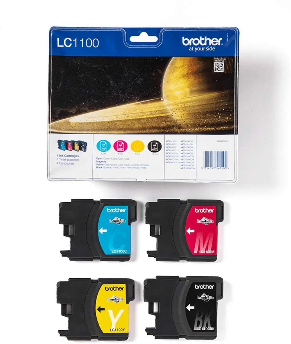 Brother LC-1100VALBP Inktcartridge - Cyaan/Magenta/Geel/Zwart - 90ml