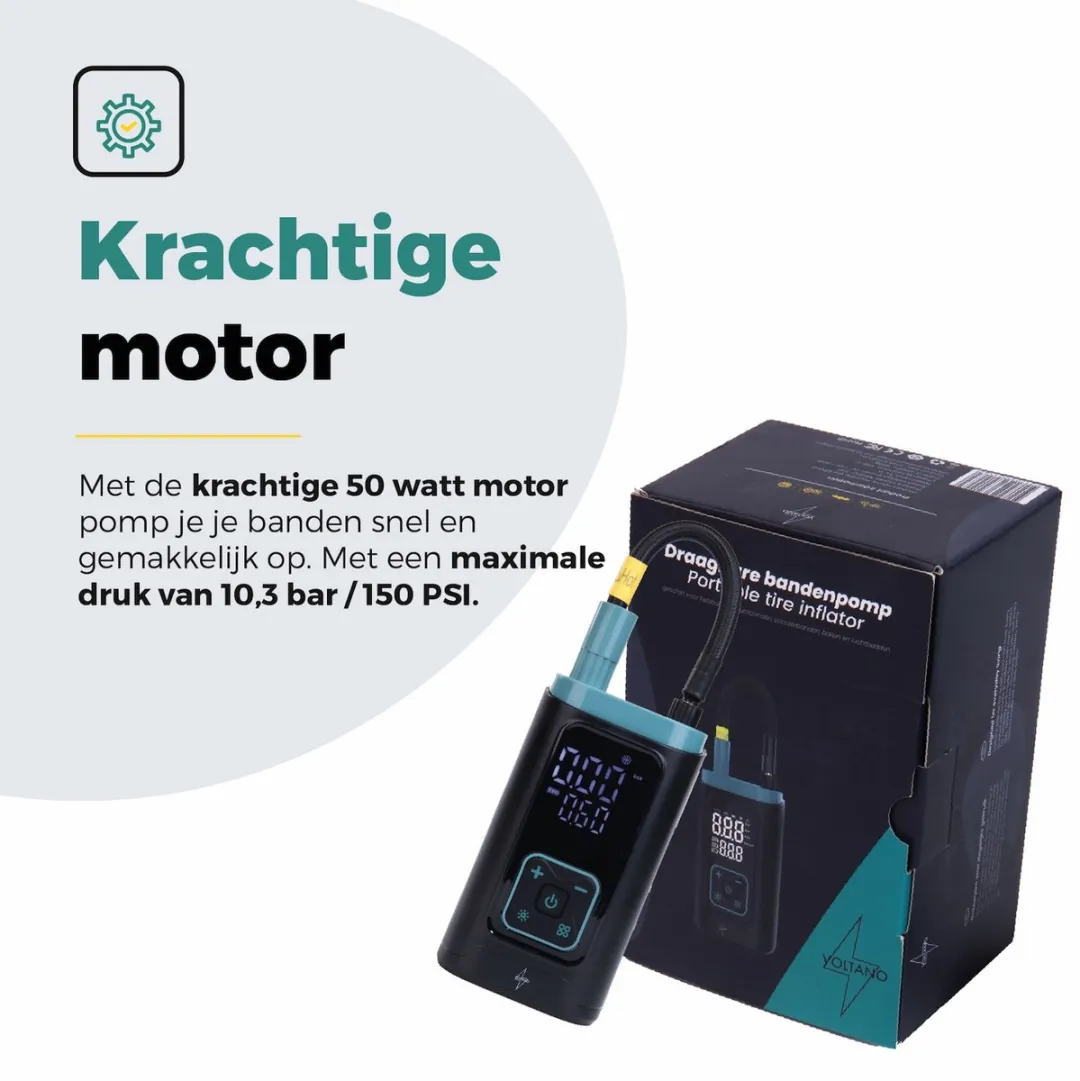 Voltano Elektrische Bandenpomp 10,3 BAR - Zwart/IJsblauw - Incl. Opzetstukken