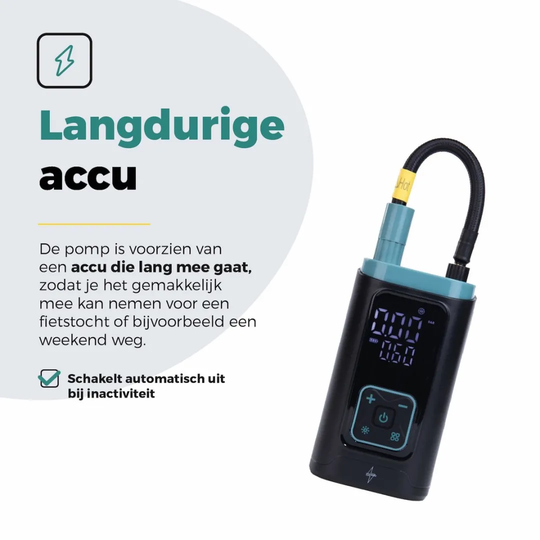 Voltano Elektrische Bandenpomp 10,3 BAR - Zwart/IJsblauw - Incl. Opzetstukken