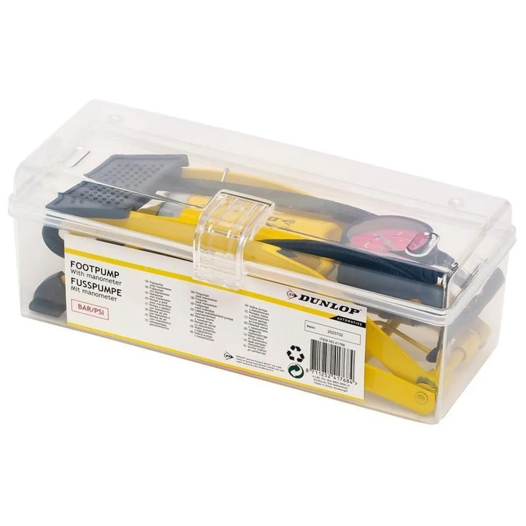 Dunlop Universele Voetpomp met Manometer - Geel