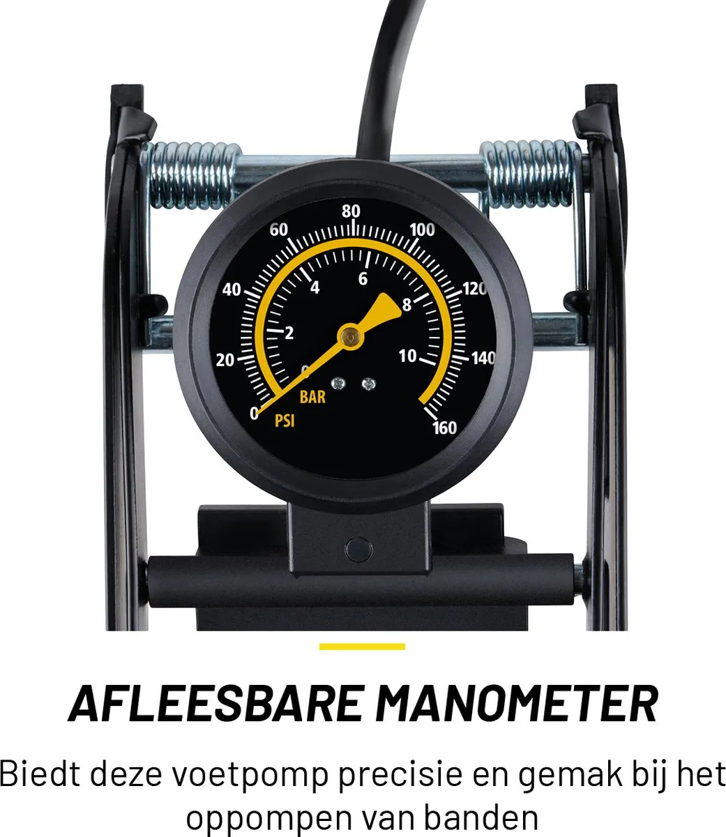 Dunlop Dubbele Voetpomp met Drukmeter - 1x Fietspomp