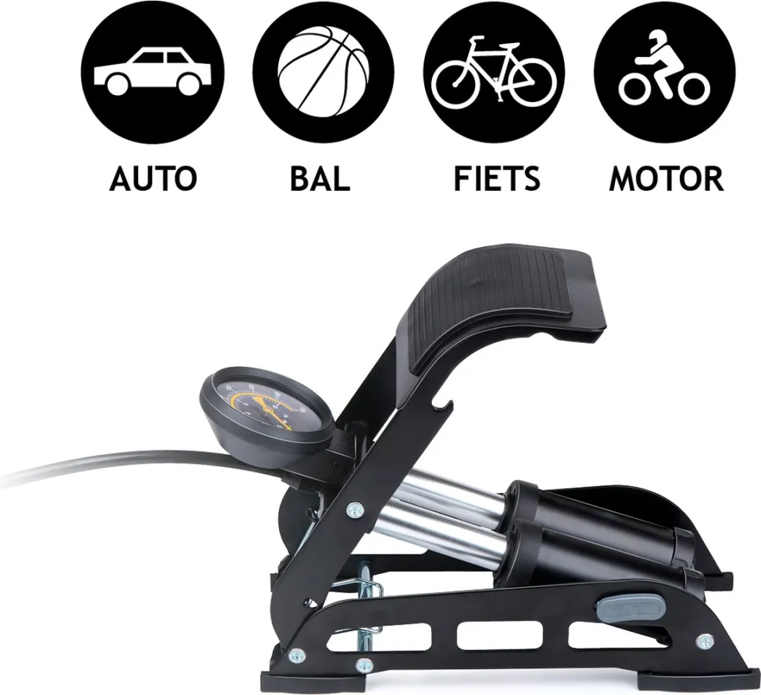 Dunlop Dubbele Voetpomp met Drukmeter - 1x Fietspomp