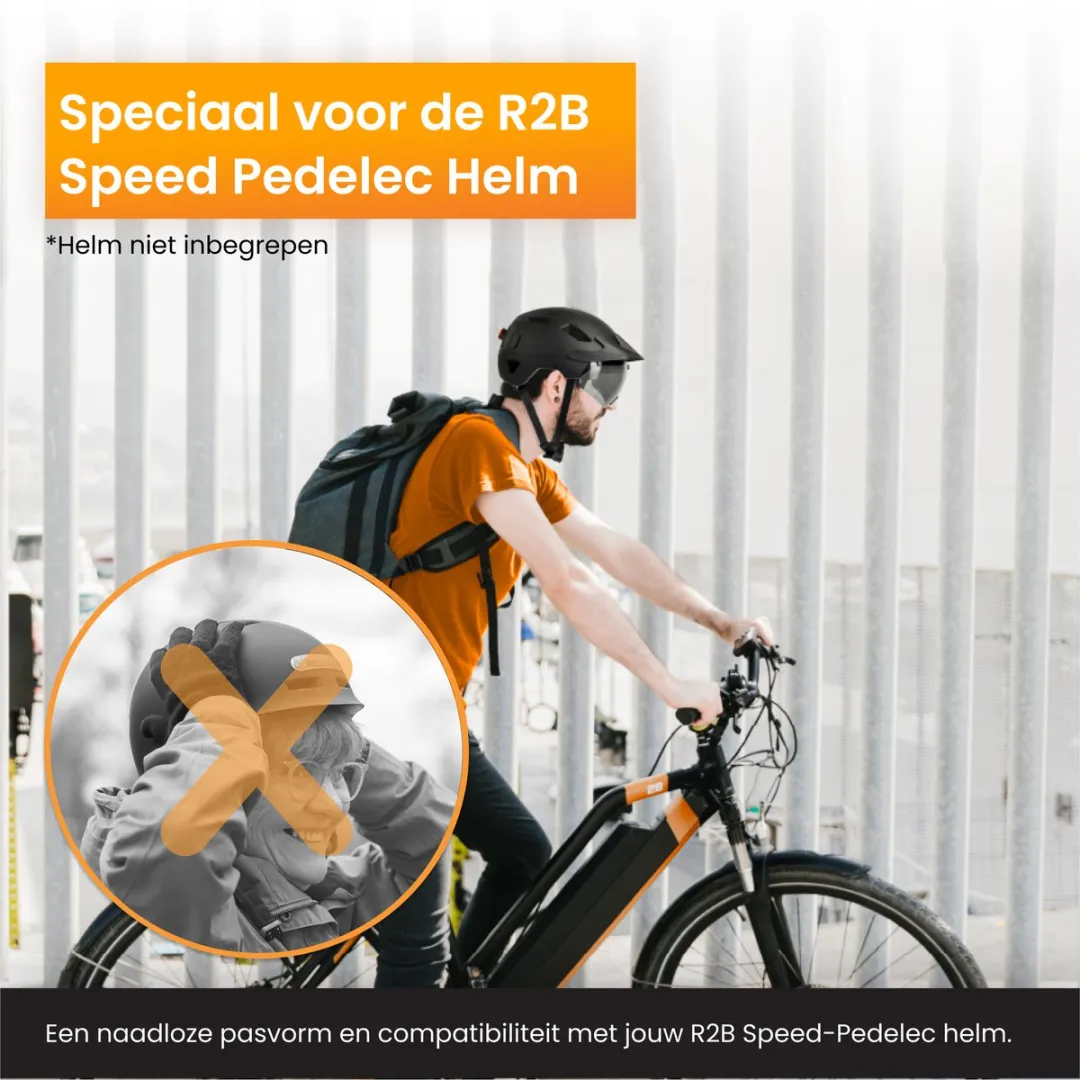 R2B Transparant Vizier Speed Pedelec Helm - Zwart
