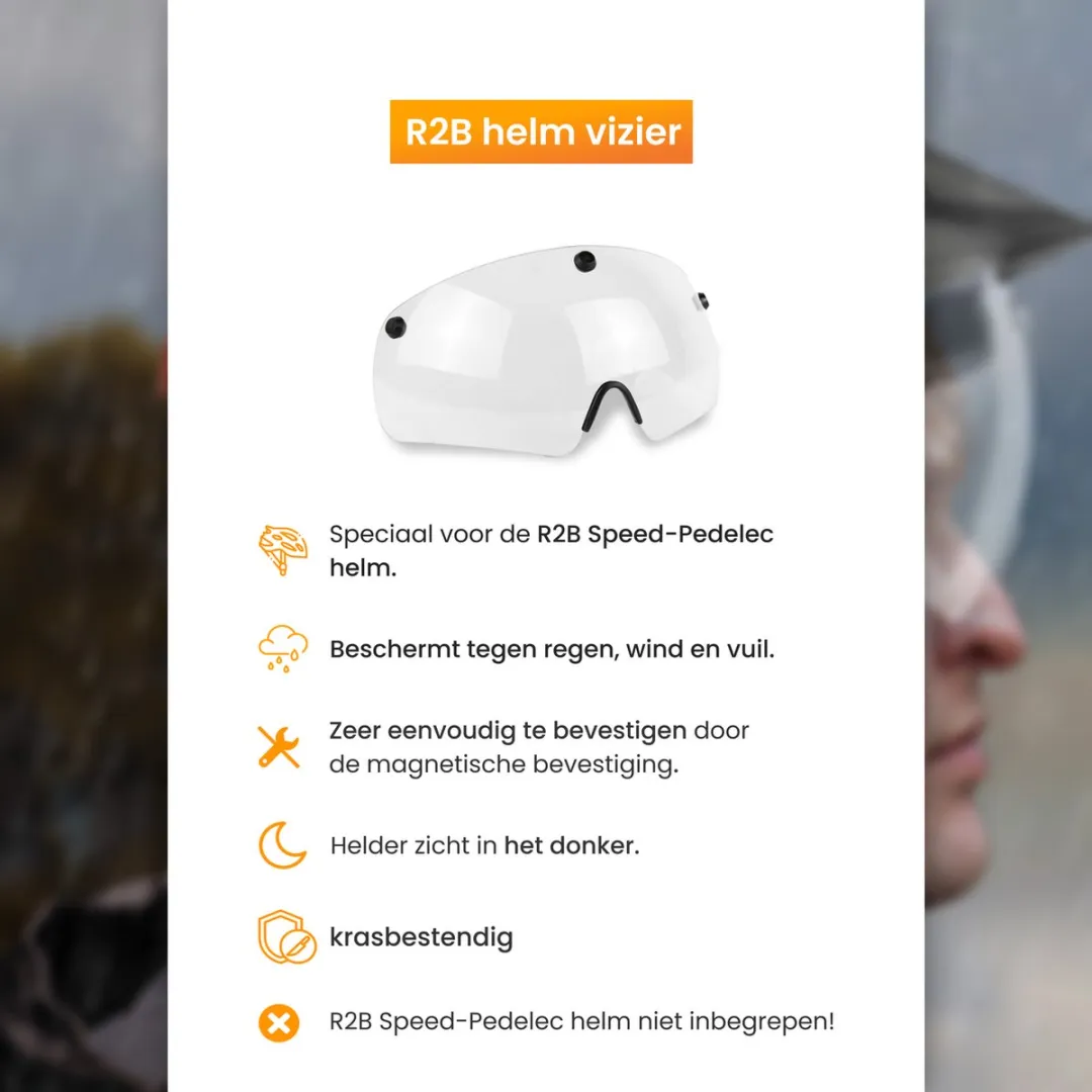 R2B Transparant Vizier Speed Pedelec Helm - Zwart - afbeelding 6 van 6