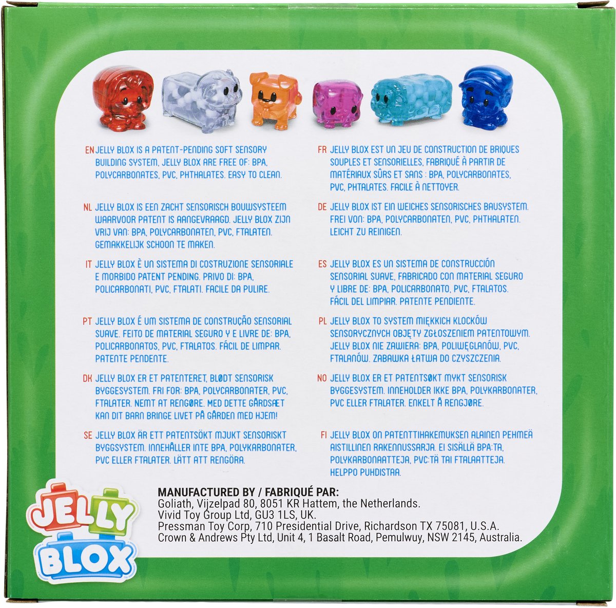 Goliath Jelly Blox - Farm Friends - Zes Karakters - Constructiespeelgoed - Zachte Bouwblokken - Pijnvrij Spelen - Vanaf 2 jaar - BPA vrij