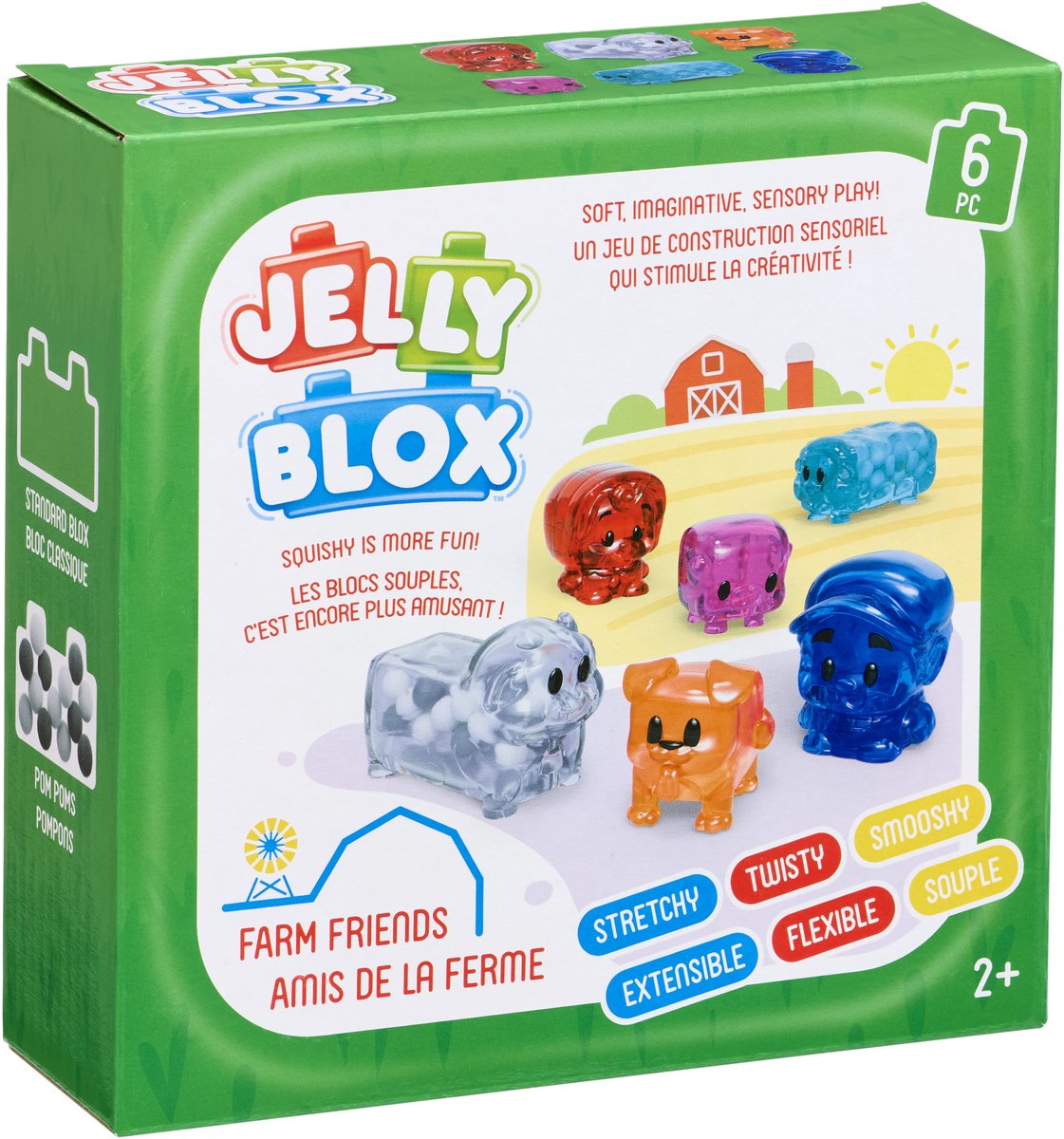 Goliath Jelly Blox - Farm Friends - Zes Karakters - Constructiespeelgoed - Zachte Bouwblokken - Pijnvrij Spelen - Vanaf 2 jaar - BPA vrij