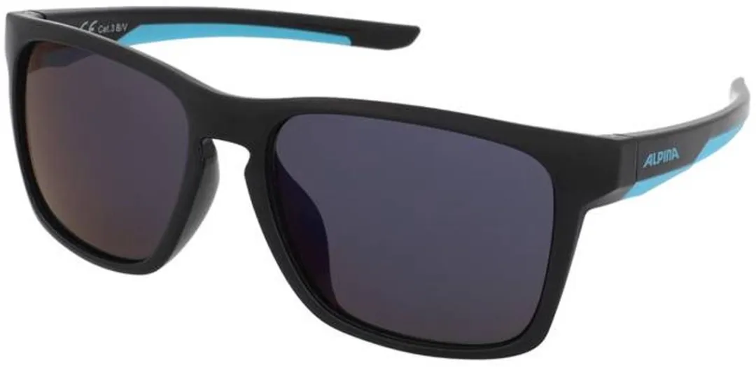 Alpina Flexxy Cool Kids I Zonnebril - Zwart/Cyaan/Blauw Spiegelglas