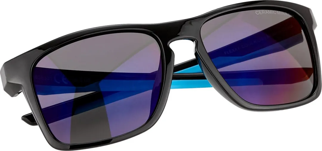 Alpina Flexxy Cool Kids I Zonnebril - Zwart/Cyaan/Blauw Spiegelglas