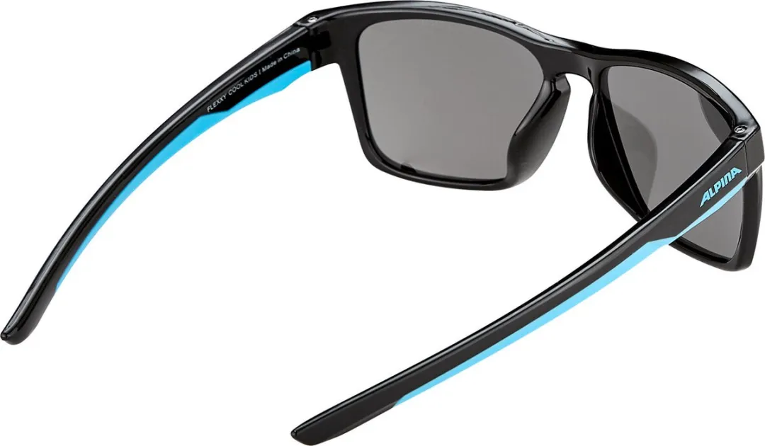 Alpina Flexxy Cool Kids I Zonnebril - Zwart/Cyaan/Blauw Spiegelglas