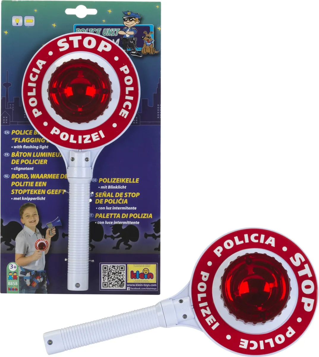Klein Toys Politie Stopbord 16x3,5x29cm - Rood/Wit