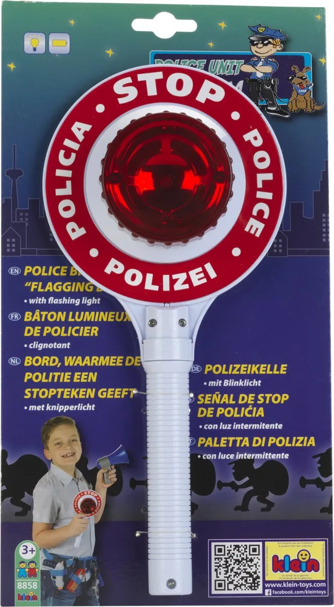 Klein Toys Politie Stopbord 16x3,5x29cm - Rood/Wit