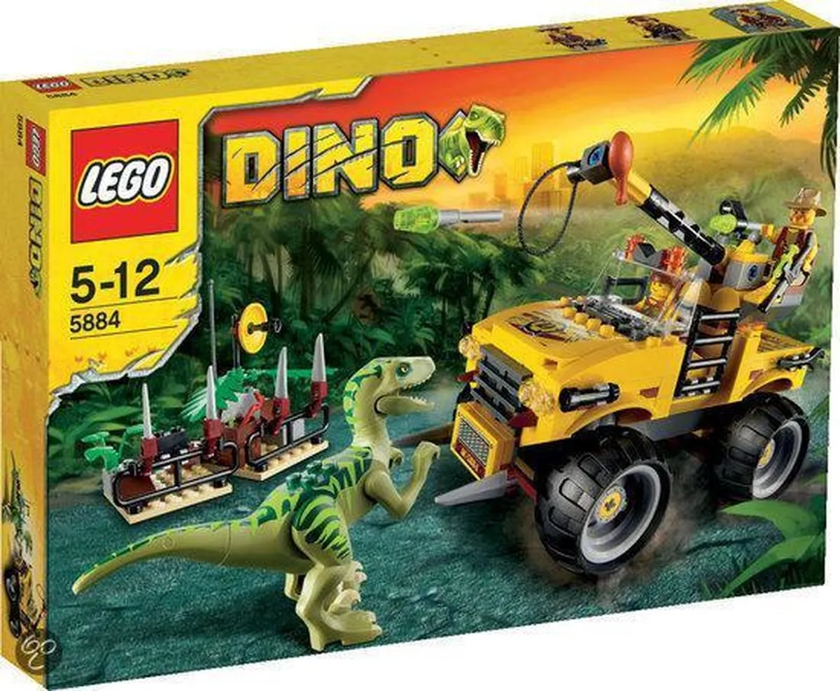 LEGO Dino Raptor Achtervolging 5884 - 251 Stukken - Groen/Geel