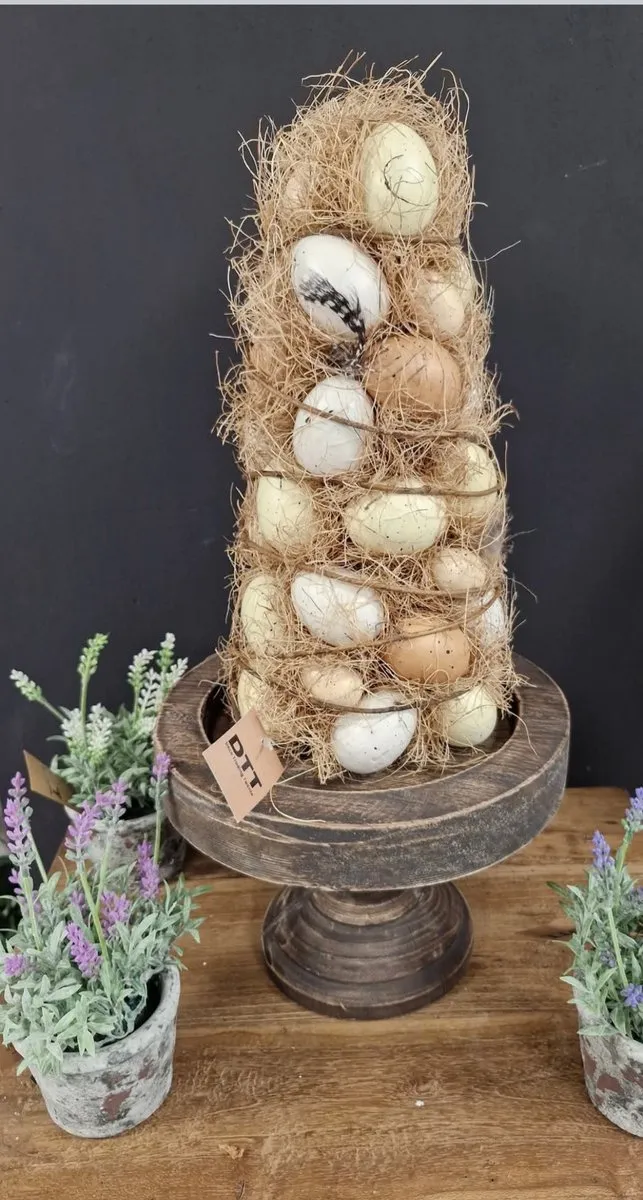 Countryfield Paasdecoratie Eiertoren - Geel/Wit/Bruin