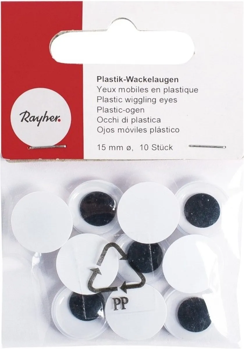 Rayher Wiebel Oogjes 15mm - 30 Stuks - Multi