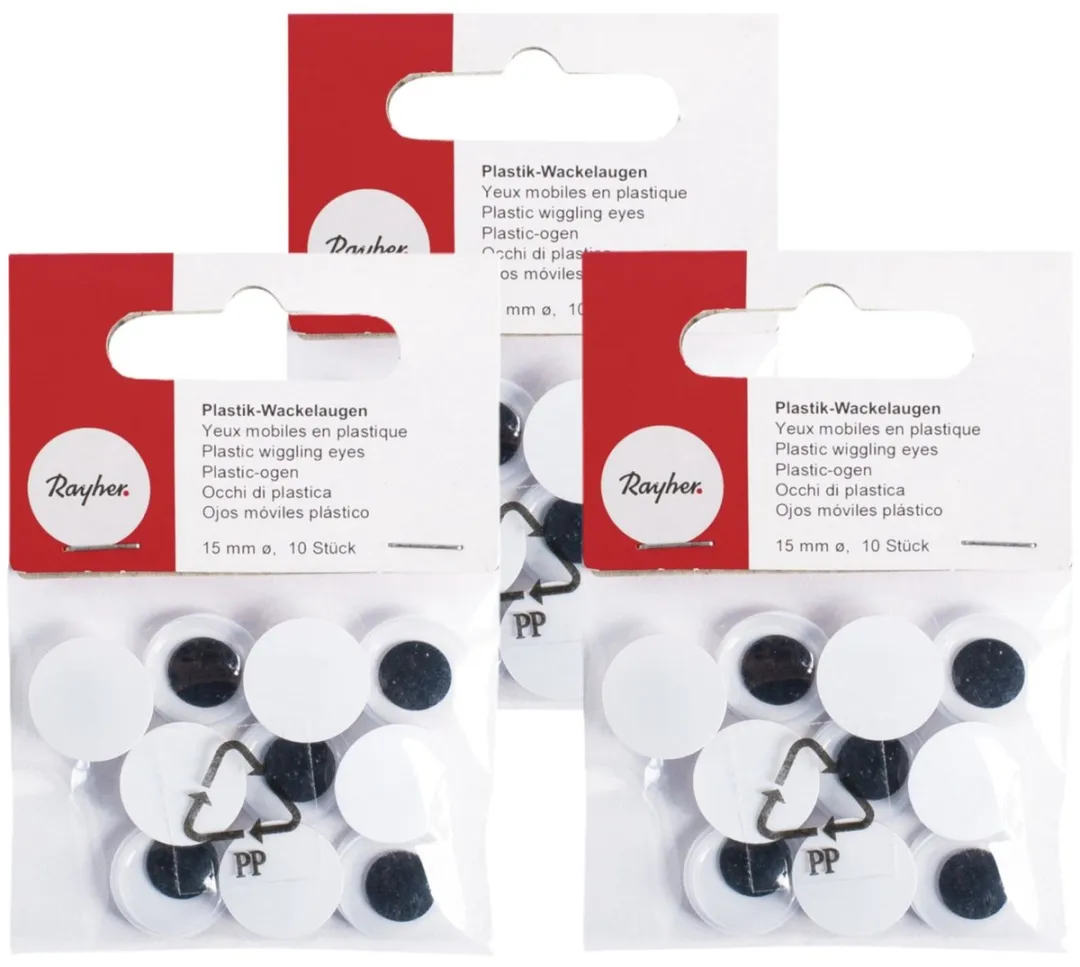 Rayher Wiebel Oogjes 15mm - 30 Stuks - Multi