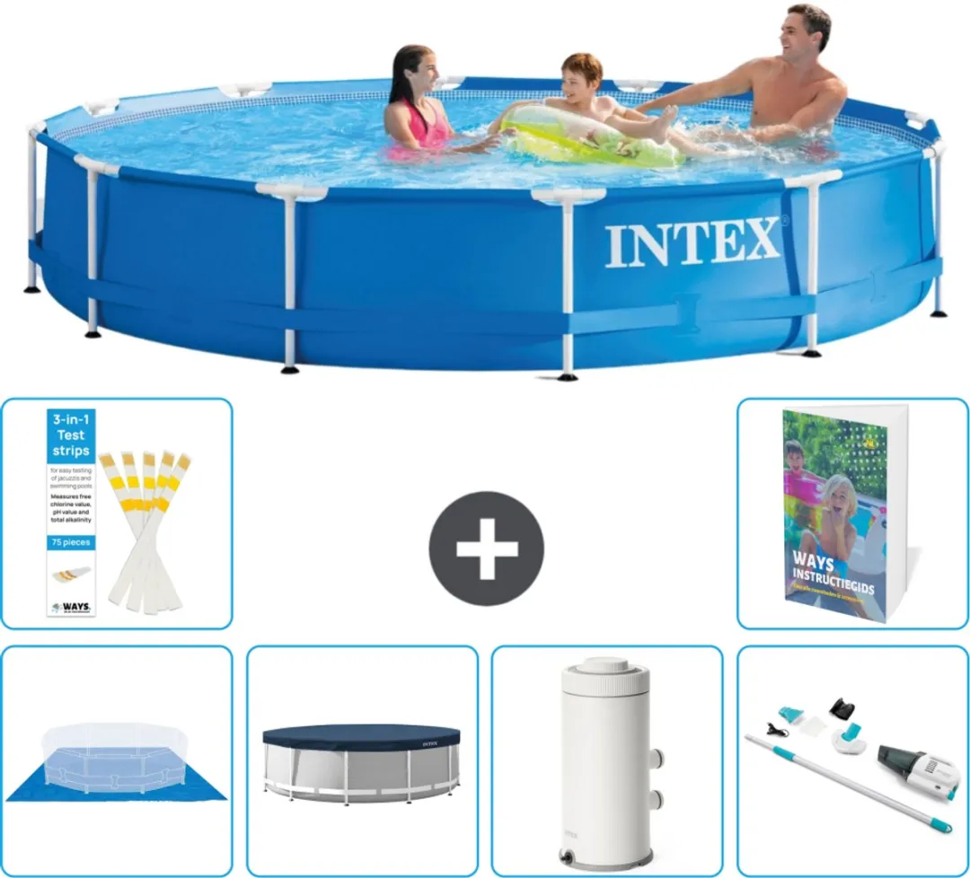 Intex 28210NP-Blauw Rond Frame Zwembad 366x76cm