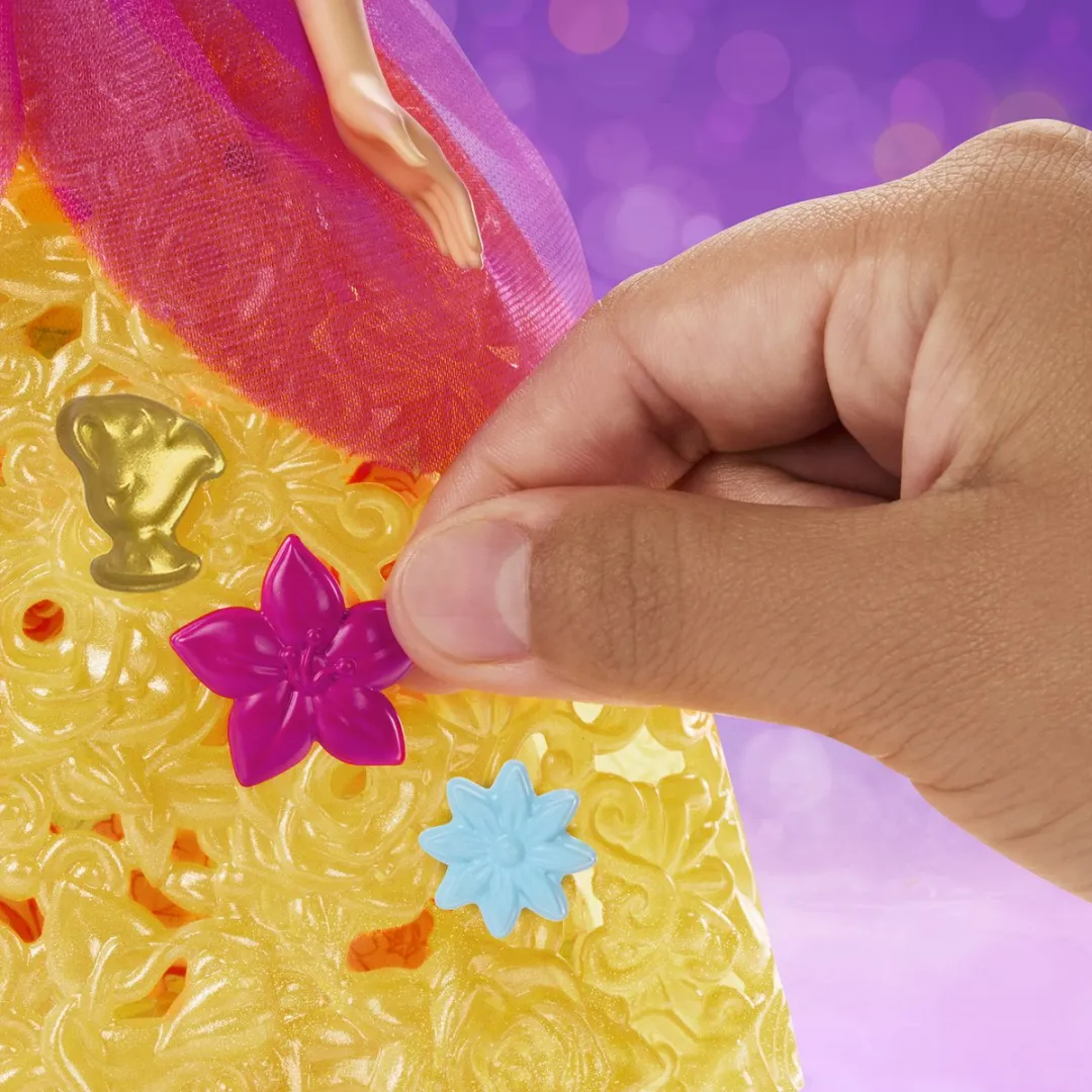 Mattel Disney Princess Belle Bloemenjurk Pop - Meerkleurig