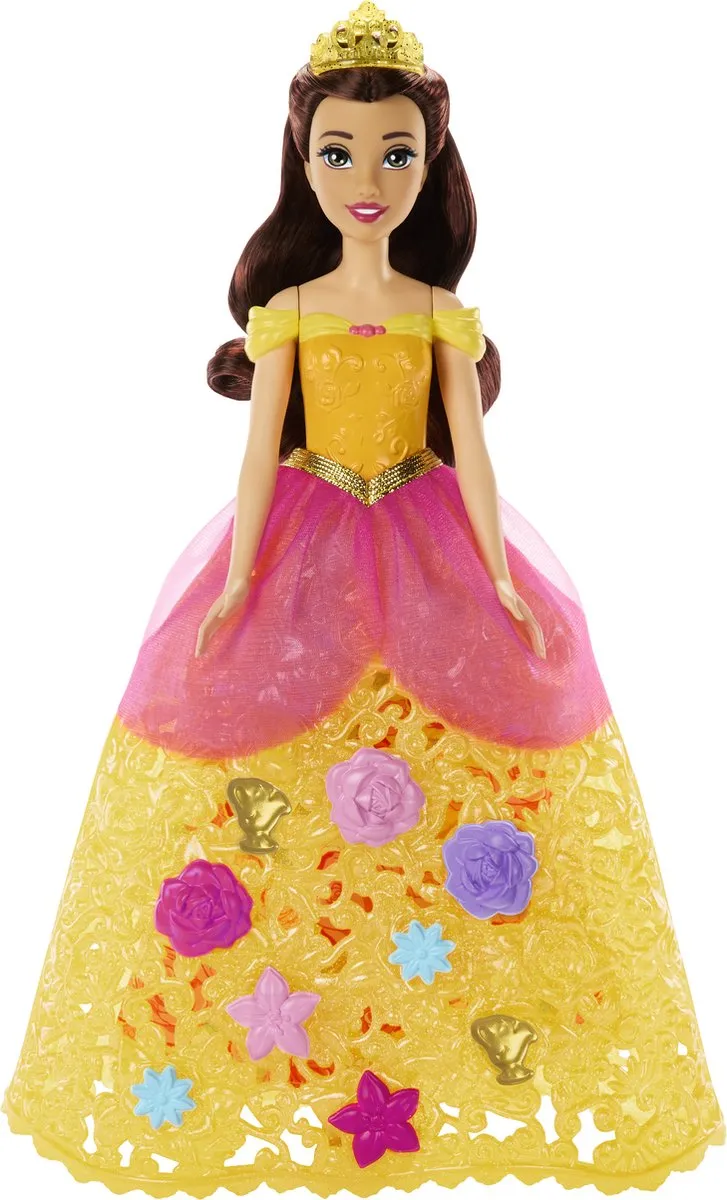 Mattel Disney Princess Belle Bloemenjurk Pop - Meerkleurig