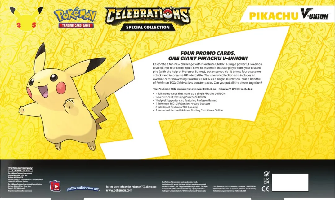 Pokémon Celebrations Pikachu V-Union Special Collection Box