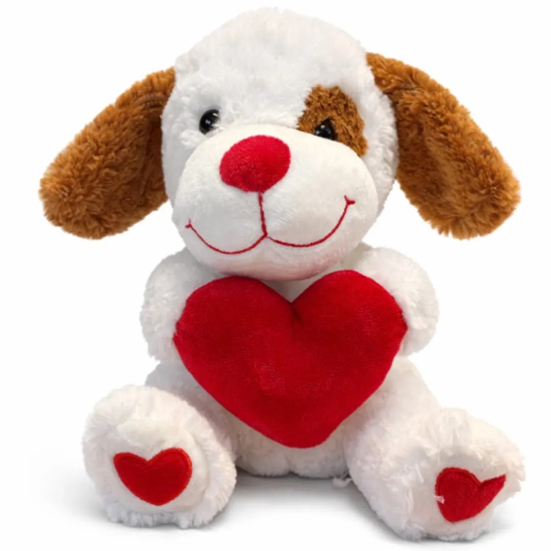 Topknuffels Hond met Rood Hart Pluche Knuffel 28cm