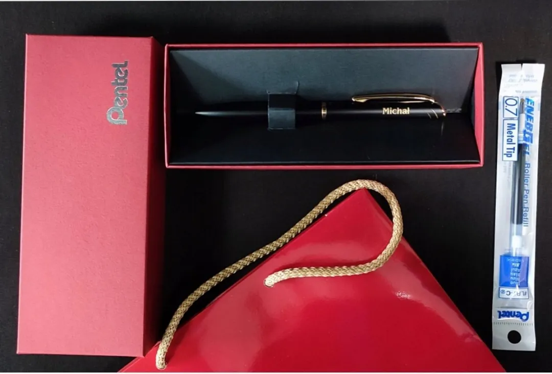 Pentel EnerGel BL2007 Zwart Vulpen - Blauwe inkt - Goud