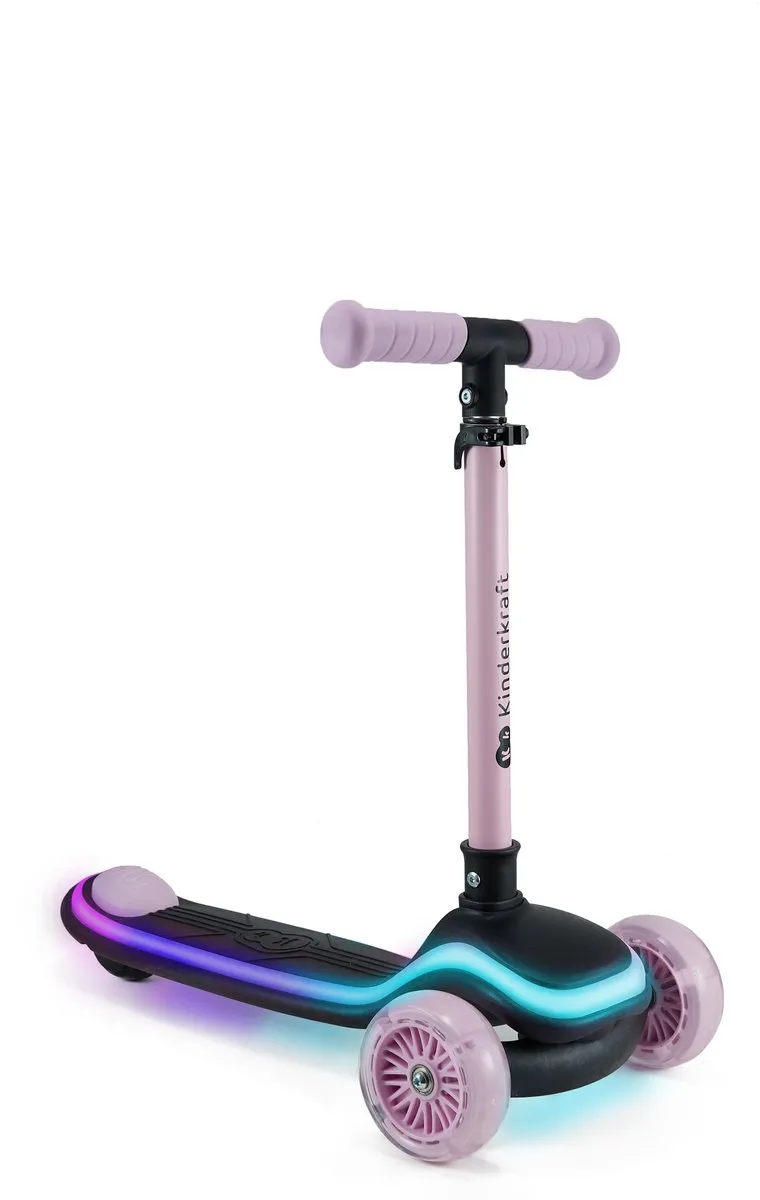 KinderKraft RAKET 3-Wiel Step Roze - 50kg - RGB LED Wielen