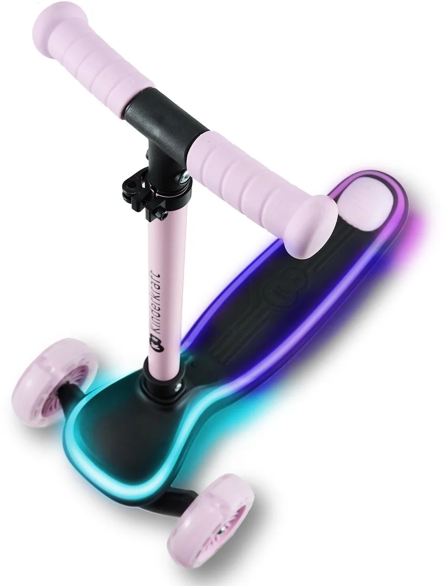 KinderKraft RAKET 3-Wiel Step Roze - 50kg - RGB LED Wielen