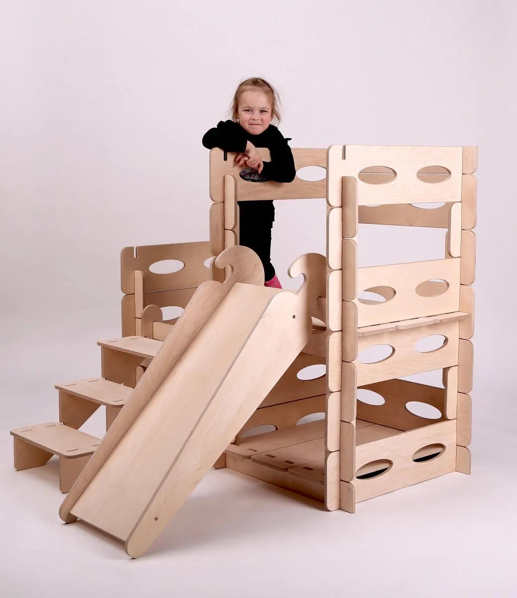 Eduplay Montessori Houten Speelhuisje met Glijbaan