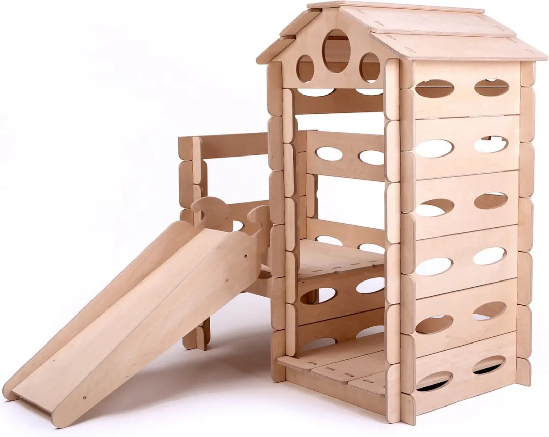 Eduplay Montessori Houten Speelhuisje met Glijbaan