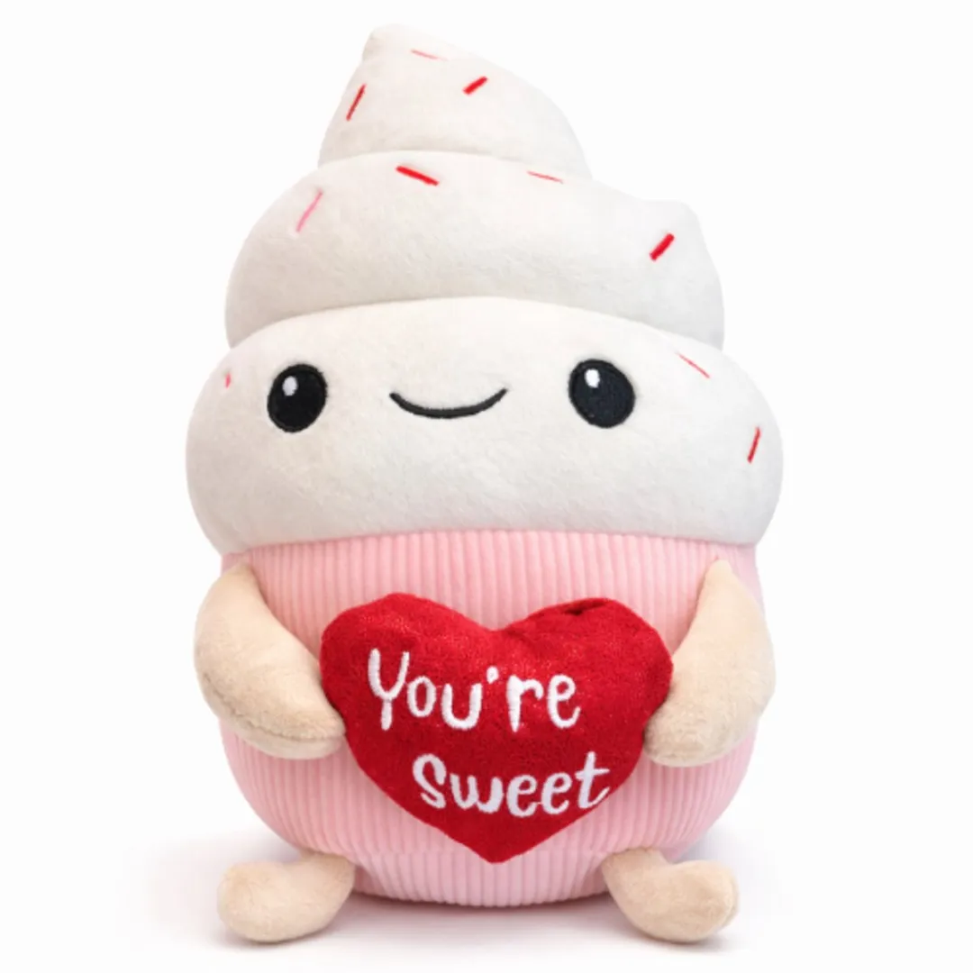 Topknuffels Cupcake Wit Squishy Love Pluche Knuffel 25cm
