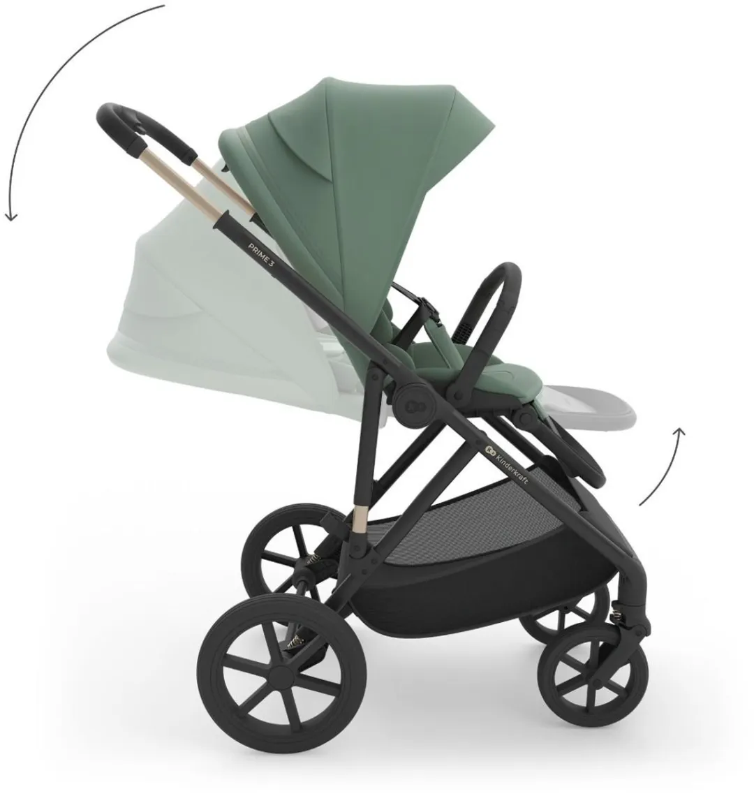 KinderKraft Prime3 PRO Kinderwagen - All-terrain - Donkergroen