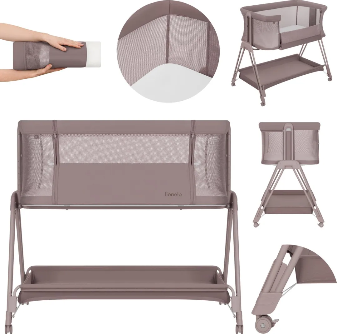 Lionelo Luna 2-in-1 Babybedje & Co-Sleeper 9kg - 7 Hoogtes - Kantelbaar Matras - Beige/Taupe